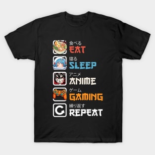 Eat Sleep Anime Gaming Repeat T-Shirt